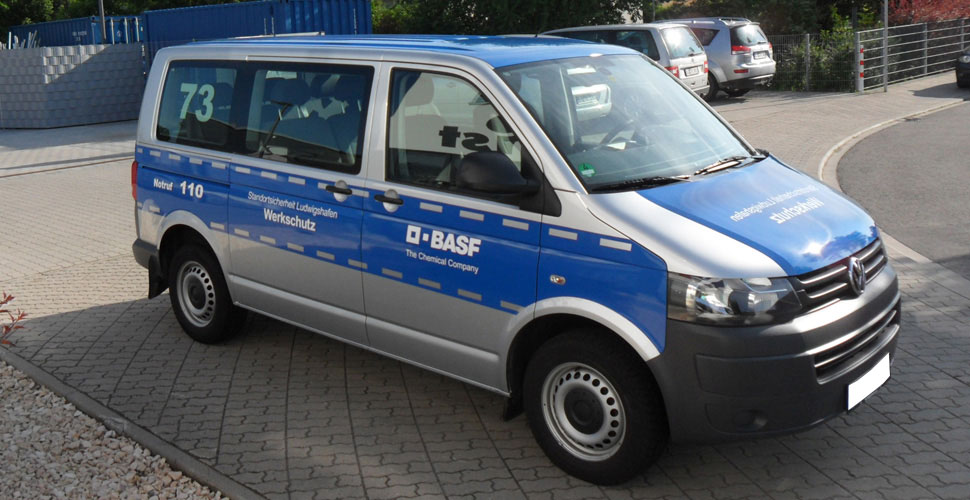 Fahrzeugbeschriftung BASF Werkschutz