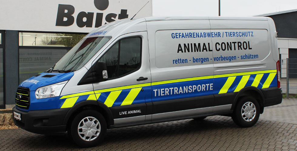Fahrzeugbeschriftung Transportwagen Tierrettung, Rhein-Neckar