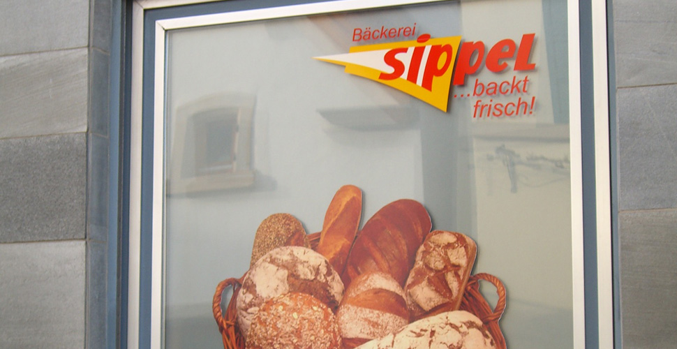 Fensterbeschriftung Bäckerei Sippel