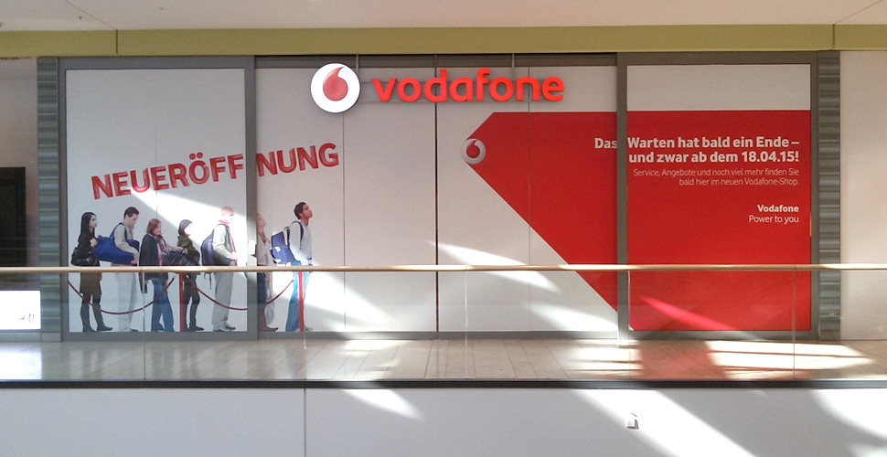 Fensterbeschriftung Vodafone Rhein-Galerie