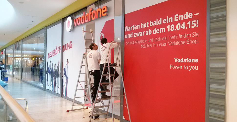 Fensterbeschriftung Vodafone Rhein-Galerie