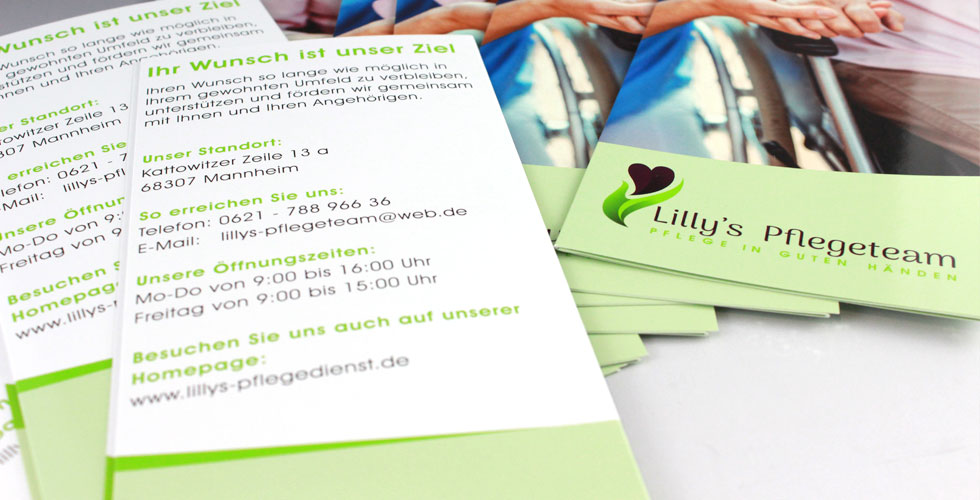 Flyer für Lillys Pflegedienst in Mannheim