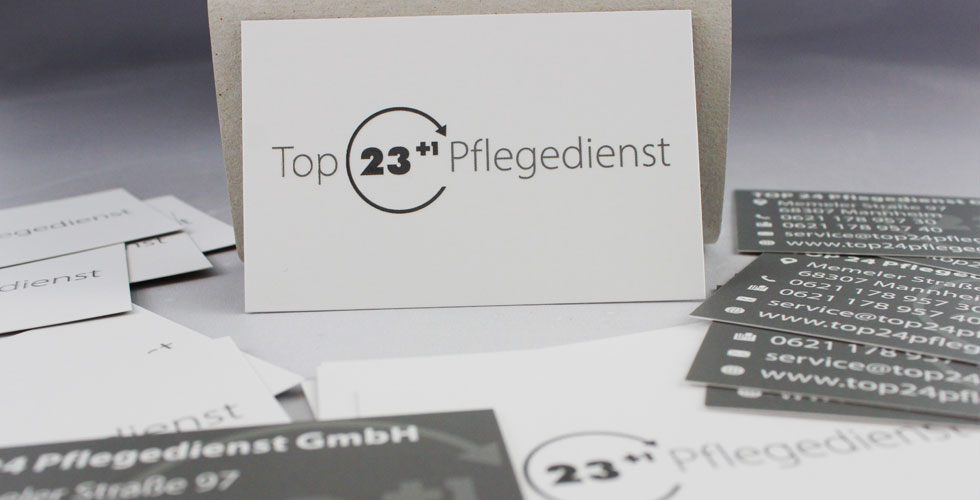 Visitenkarte und Postkarte für Top24 Pflegedienst in Mannheim