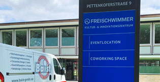 Pylonen Montage für Freischwimmer in Ludwigshafen