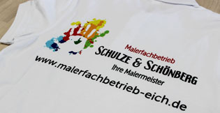 Textilbedruckung für Malerfachbetrieb Schulze & Schönberg, Eich